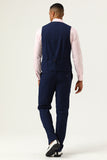 3 stuks marineblauwe slim fit casual smokingpakken