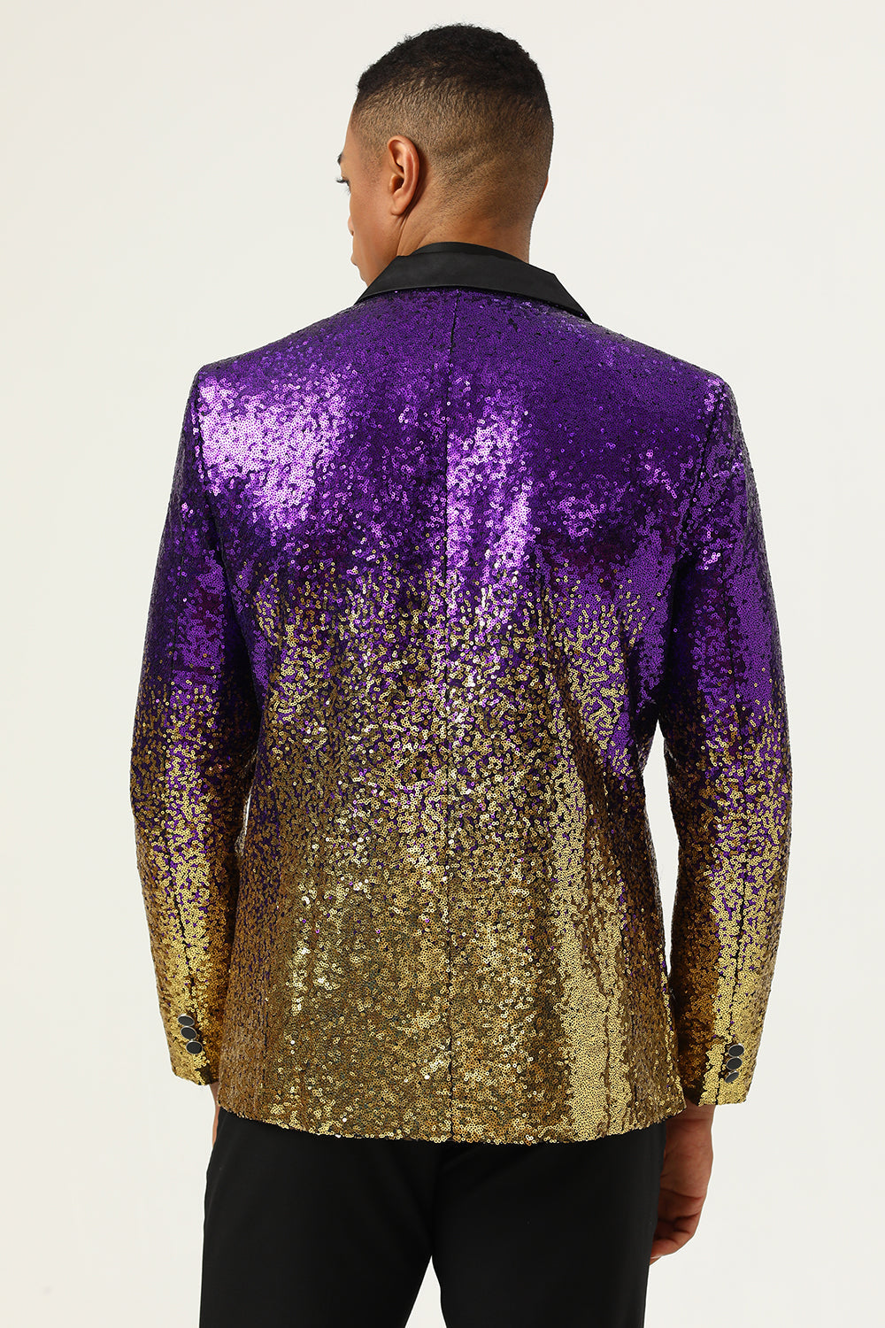Heren 2-delige Ombre Pailletten Paars Slim Fit Gekerfde Revers Prom Suits