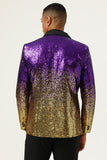 Heren 2-delige Ombre Pailletten Paars Slim Fit Gekerfde Revers Prom Suits