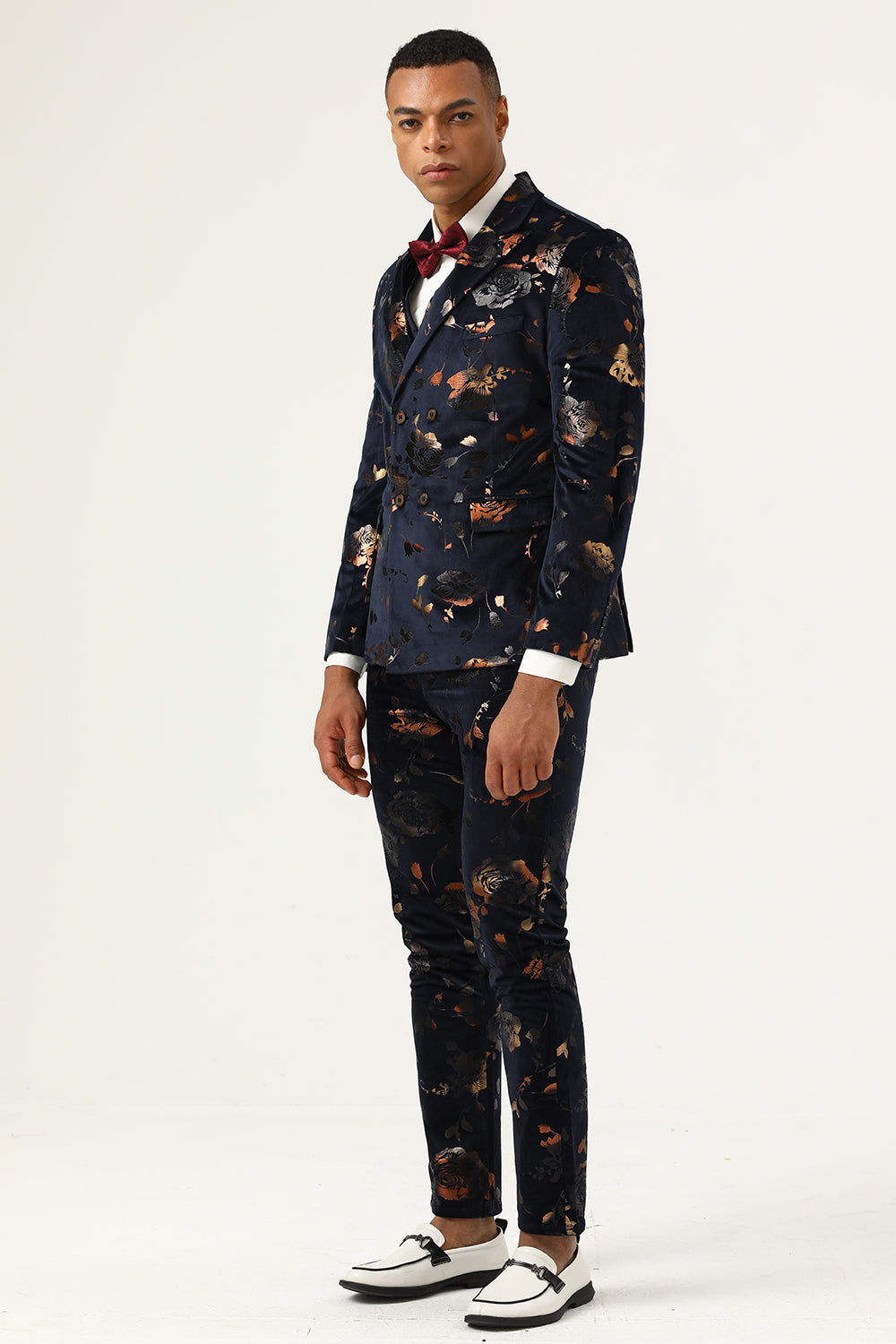 Zwarte gekerfde revers Double Breasted Heren Prom Suits