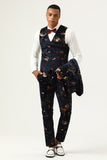 Zwarte gekerfde revers Double Breasted Heren Prom Suits