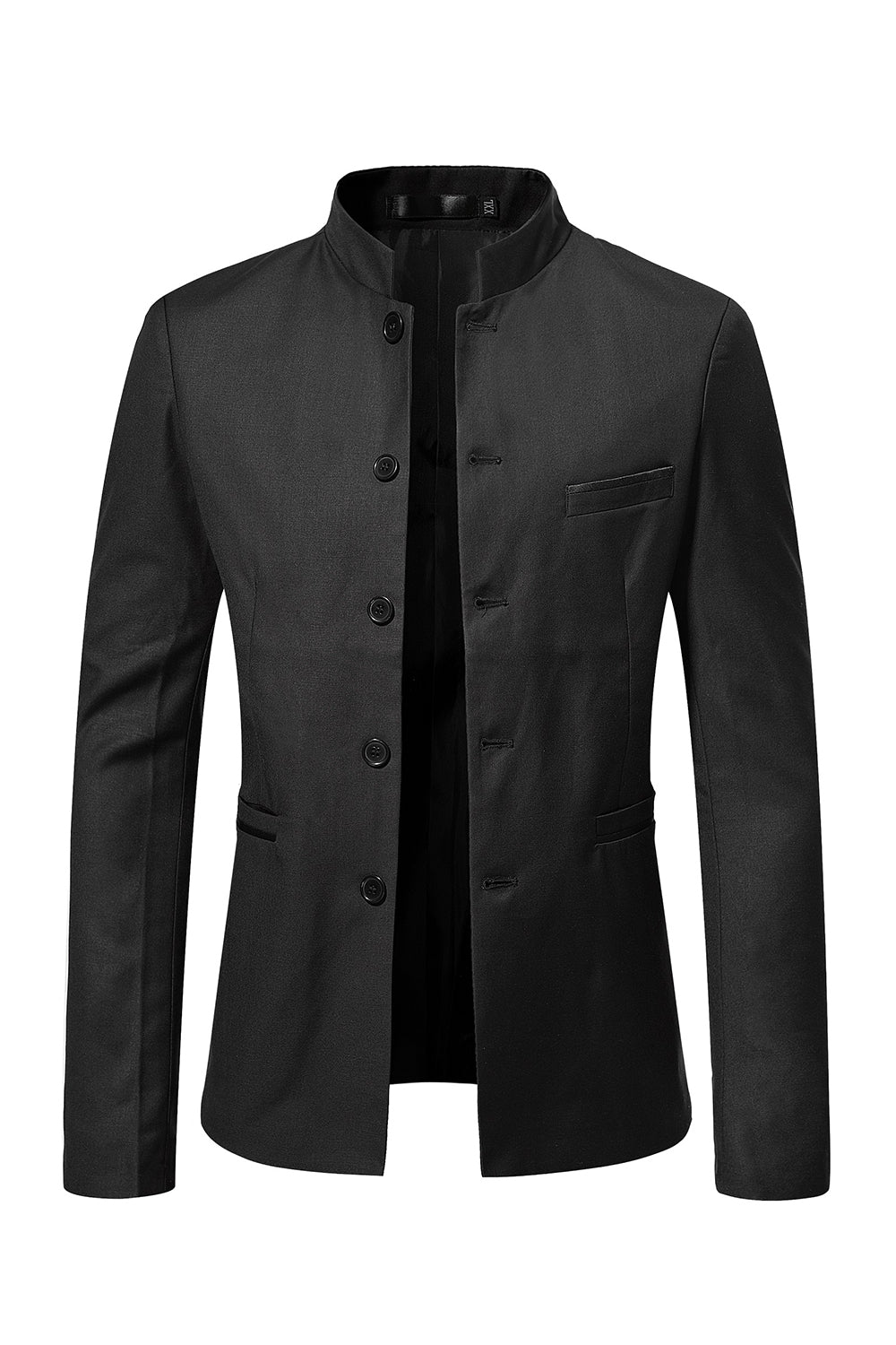 Bruine standkraag single breasted heren blazer