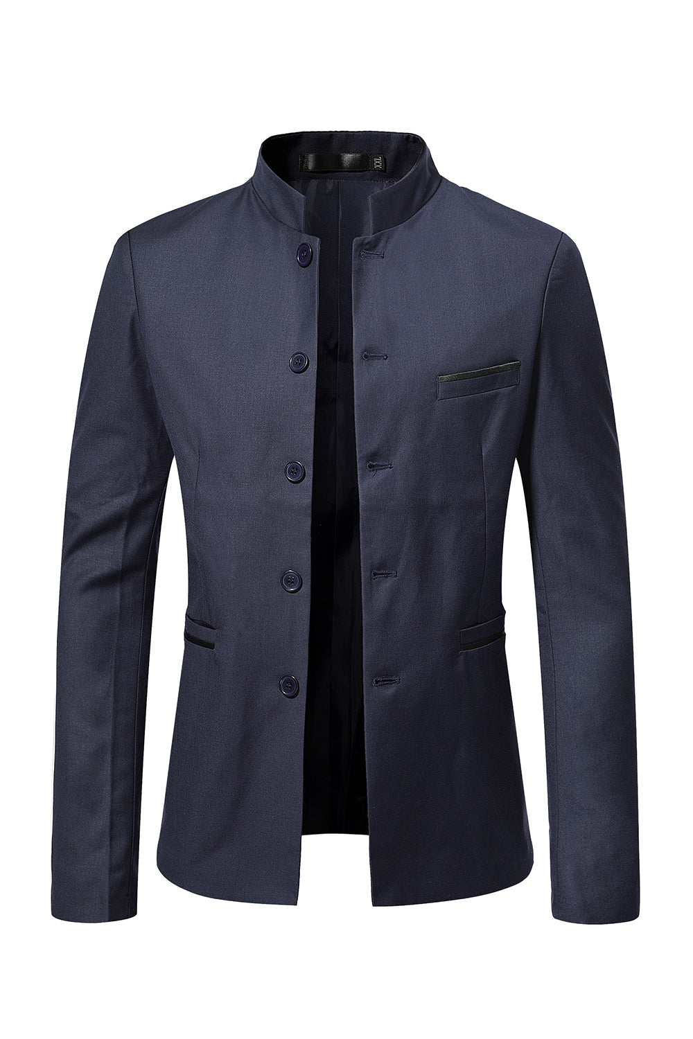 Bruine standkraag single breasted heren blazer