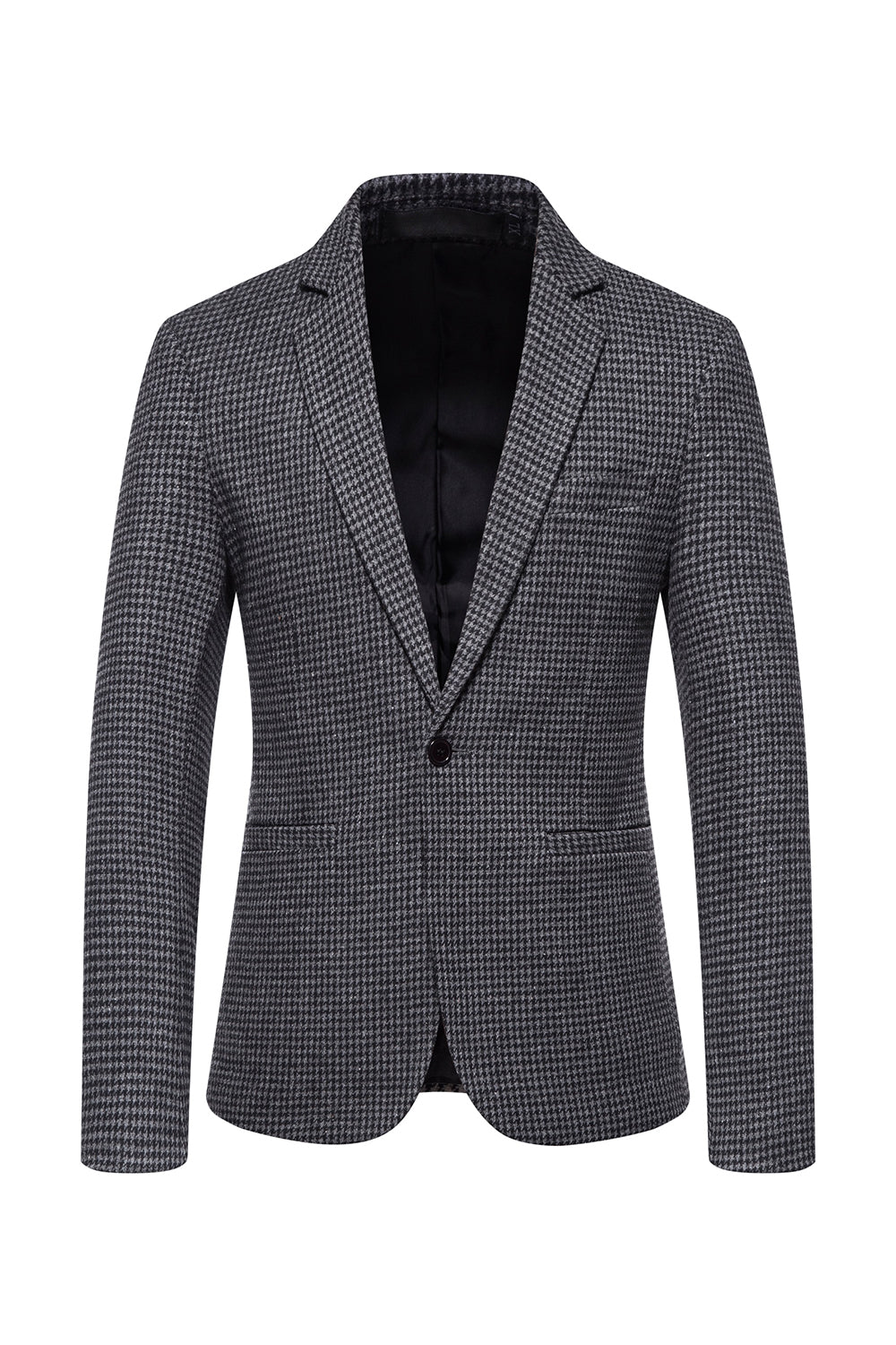 Kaki Plaid One Button Heren Blazer