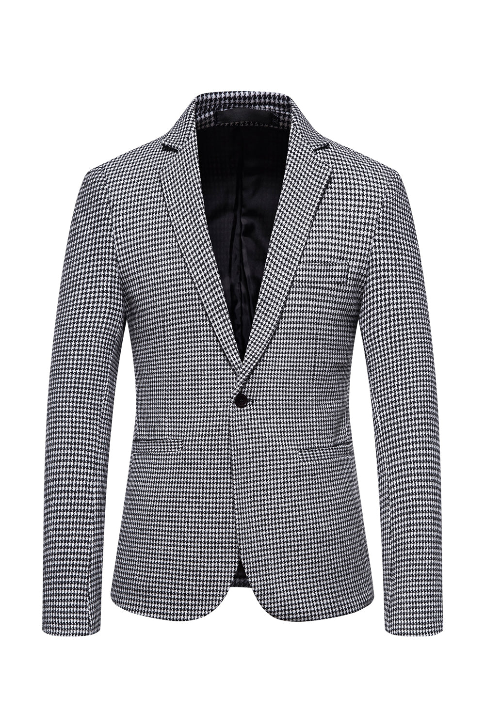Kaki Plaid One Button Heren Blazer