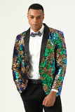 Sparkly Donkergroene Pailletten Heren Prom Blazer