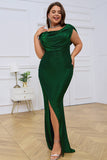 Groene kaphals bodycon mouwloze lange avondjurk met split