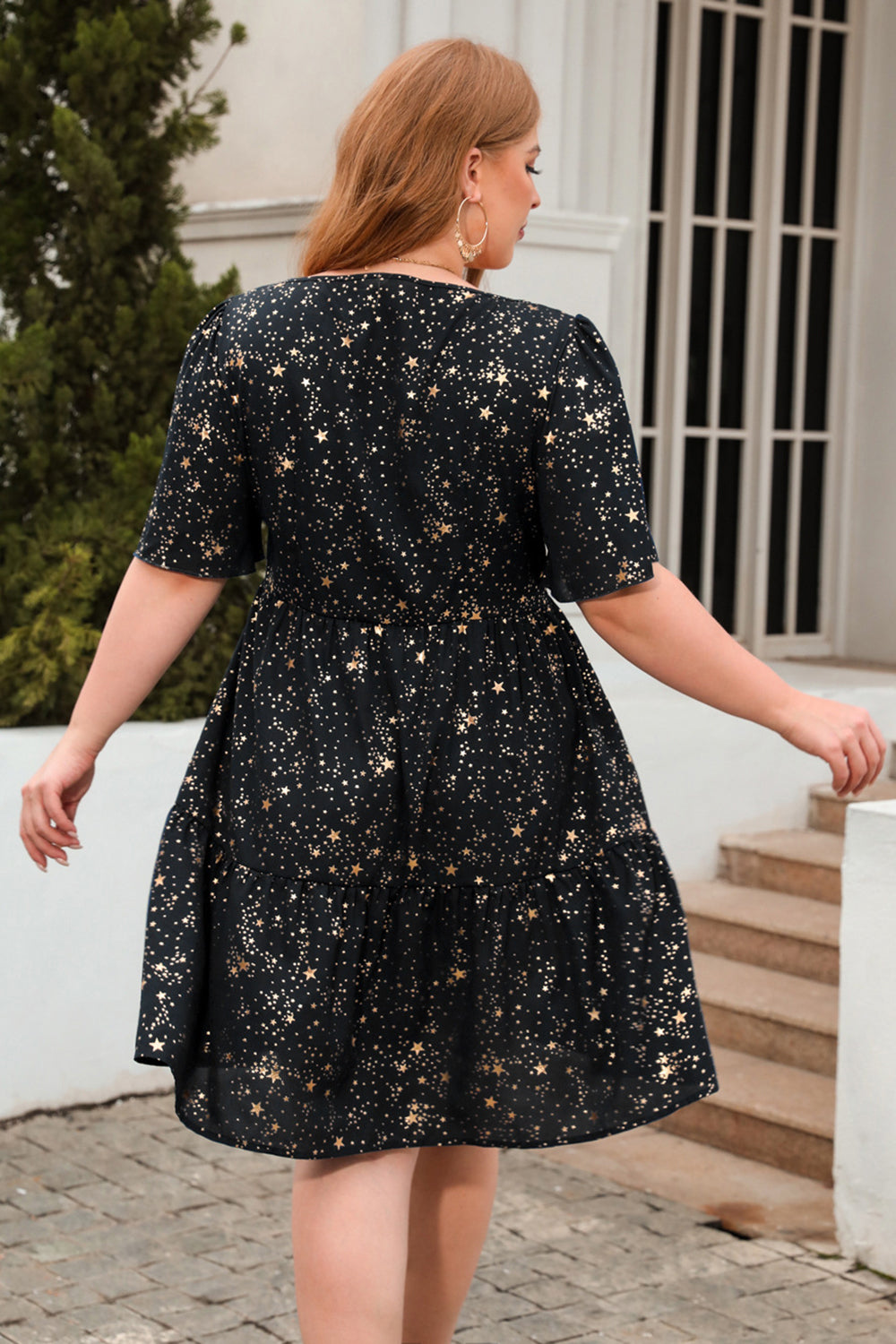 Een lijn vierkante hals groene fluwelen plus size kerstjurk