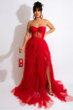 Tule Sweetheart zwarte galajurk met split