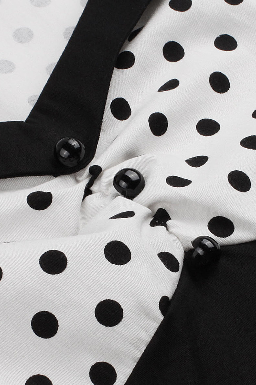 Zwarte Polka Dots Swing jaren 1950 jurk met korte mouwen