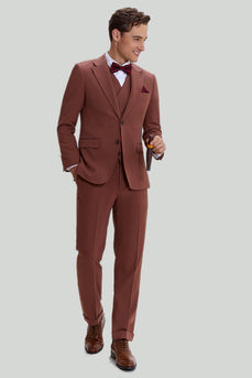 Tan Notched Revers 3-delige Single Breasted Homecoming Suits