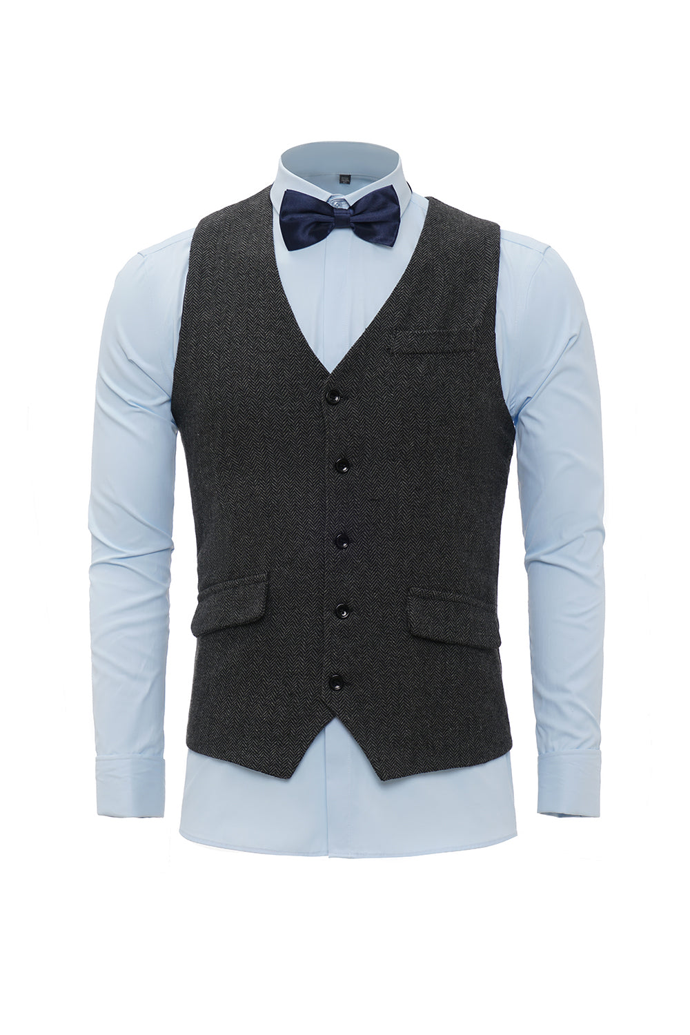 Zwart Single Breasted Shawl Revers Heren Pak Vest