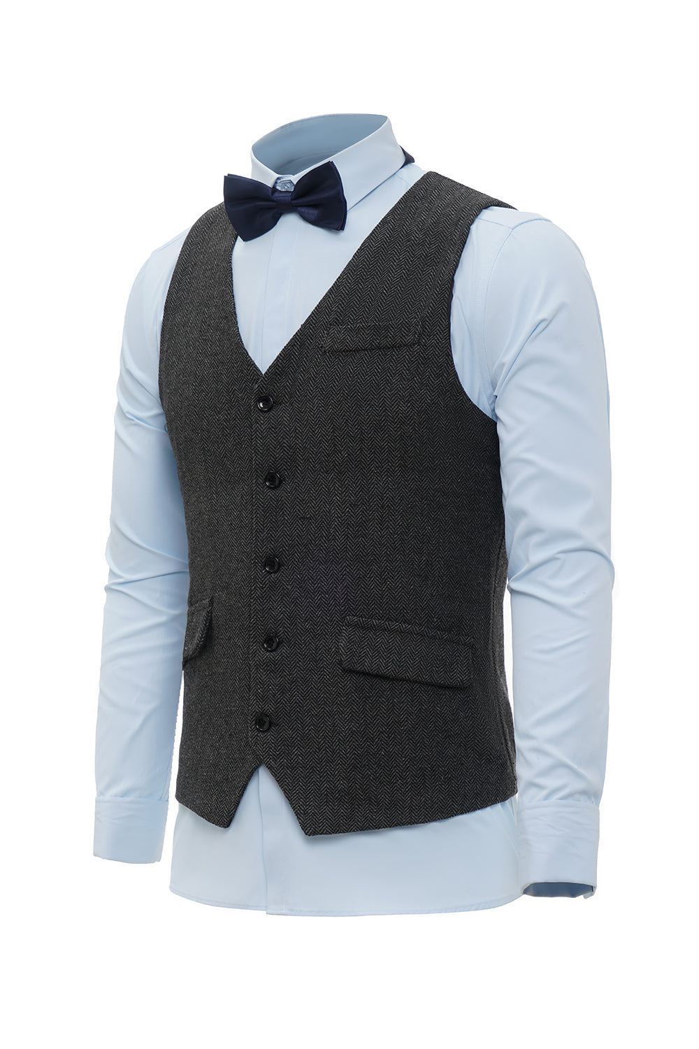 Zwart Single Breasted Shawl Revers Heren Pak Vest
