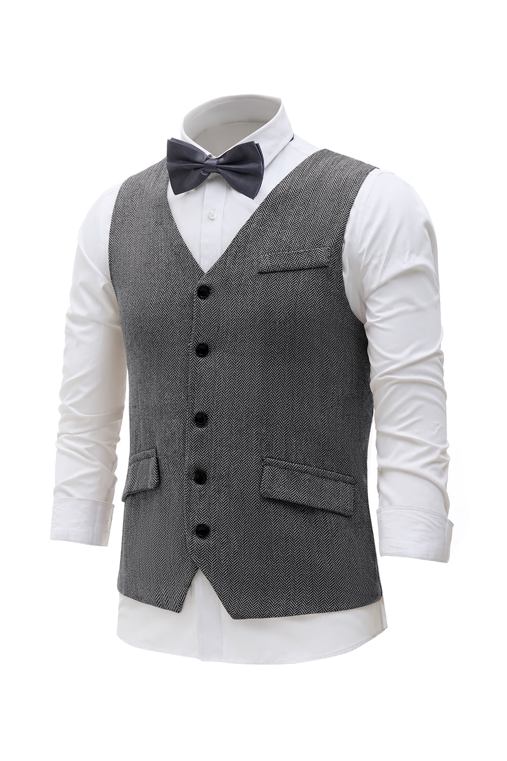 Zwart Single Breasted Shawl Revers Heren Pak Vest