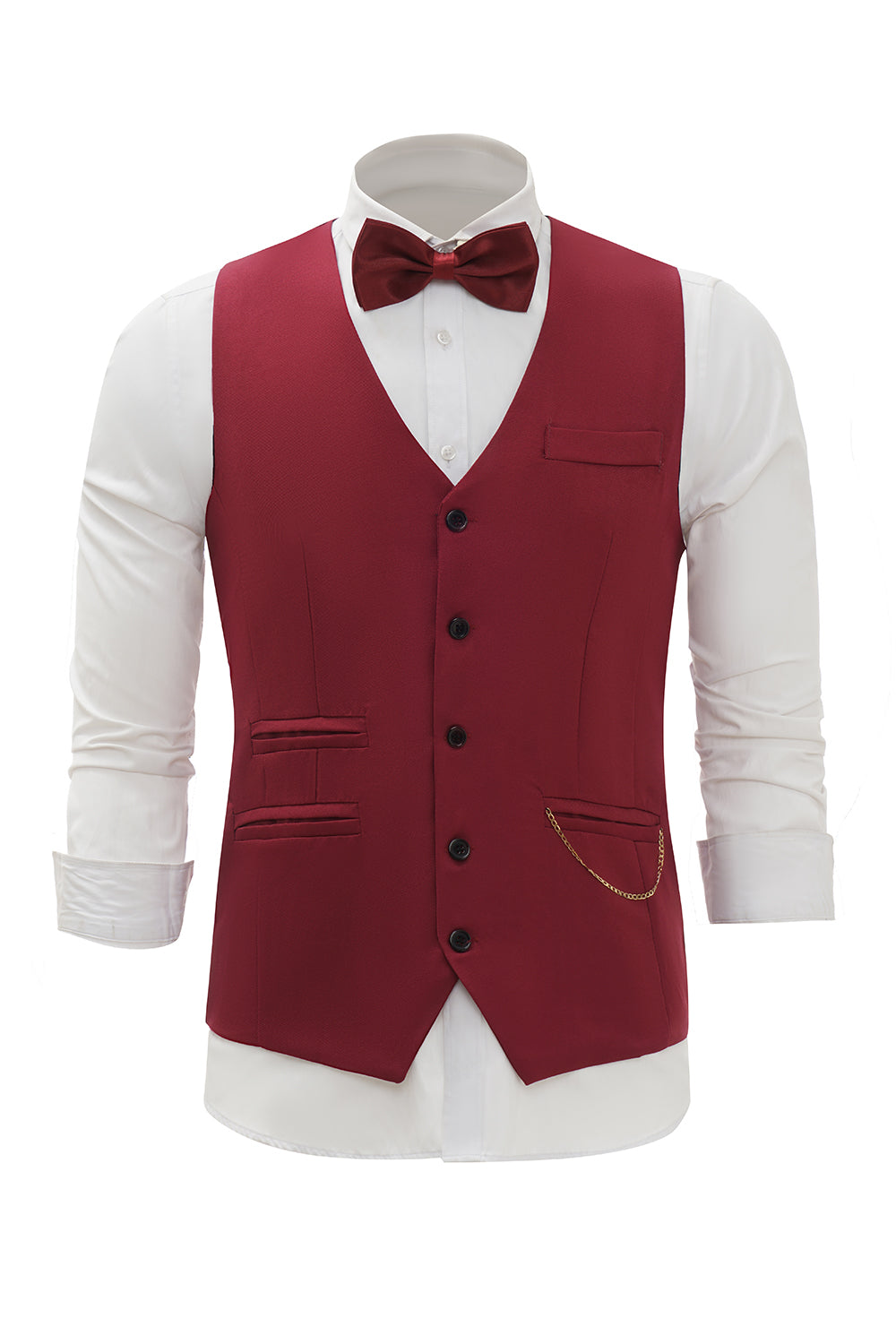 Bordeaux sjaal revers single breasted heren pak vest