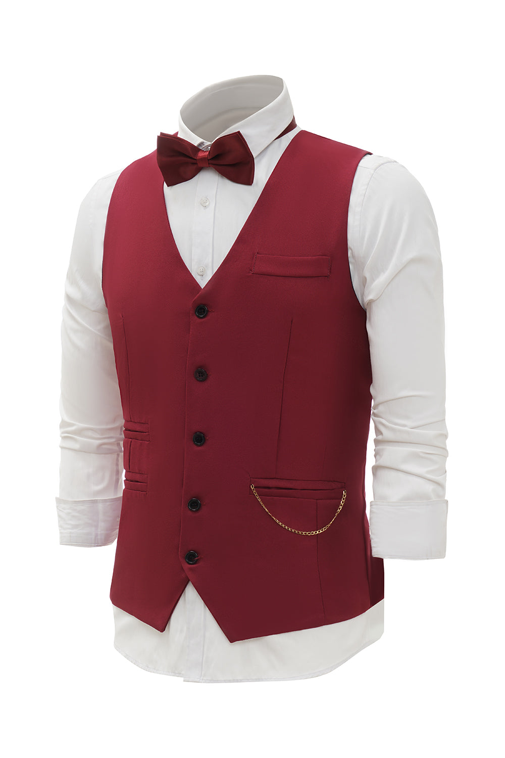 Bordeaux sjaal revers single breasted heren pak vest