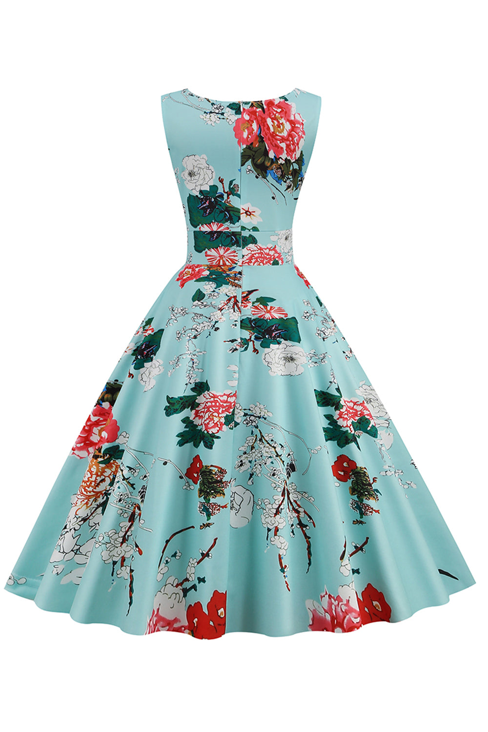 Lichtblauwe V Hals 1950s Vintage Jurk