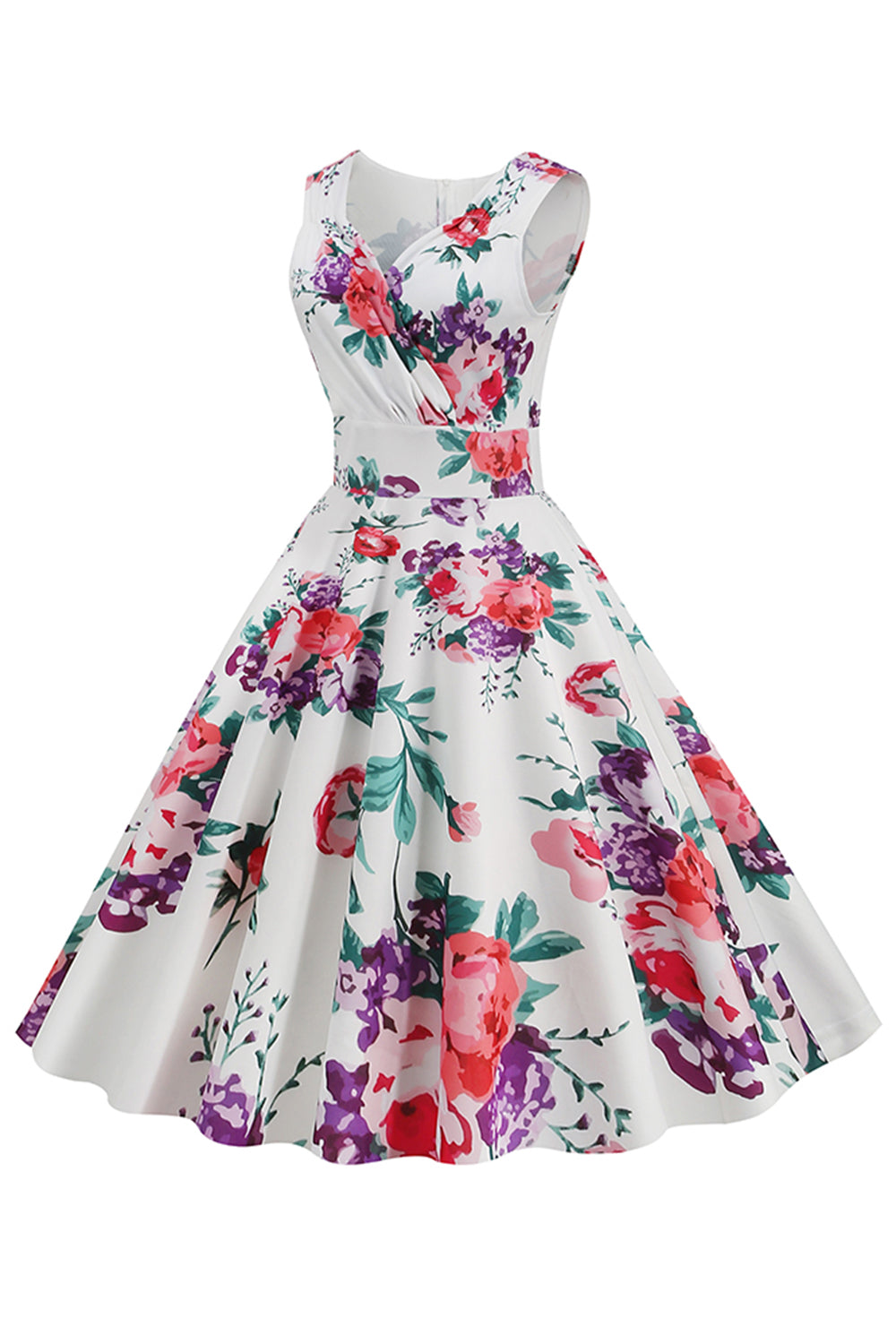 Lichtblauwe V Hals 1950s Vintage Jurk
