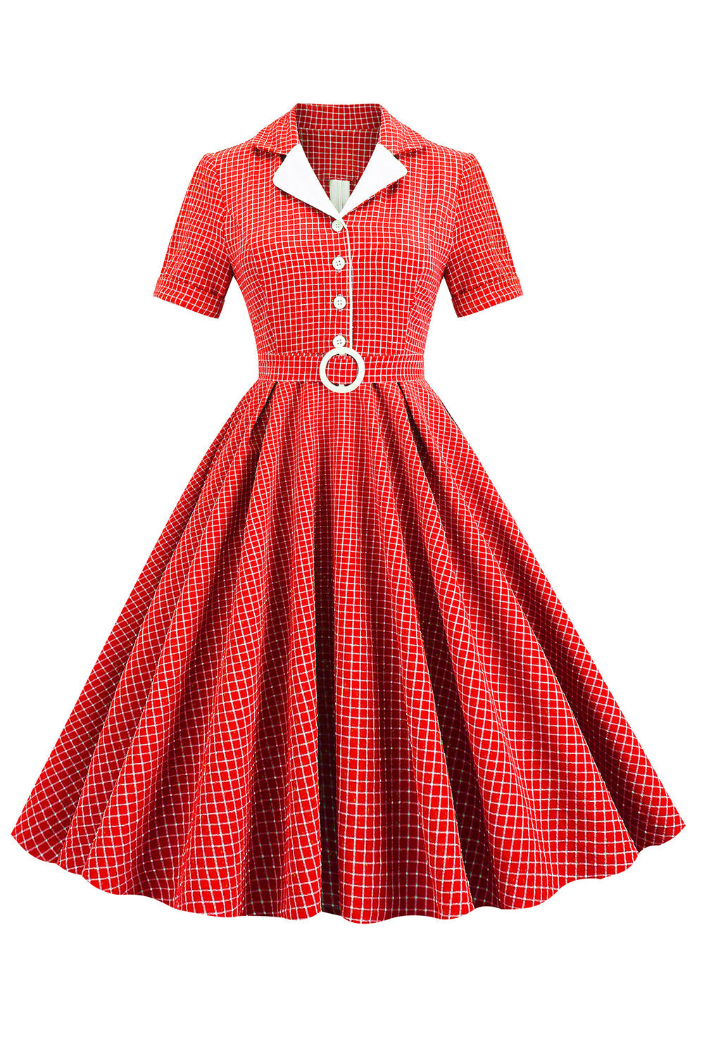 Retro Stijl Rode Plaid Jaren 1950 Jurk