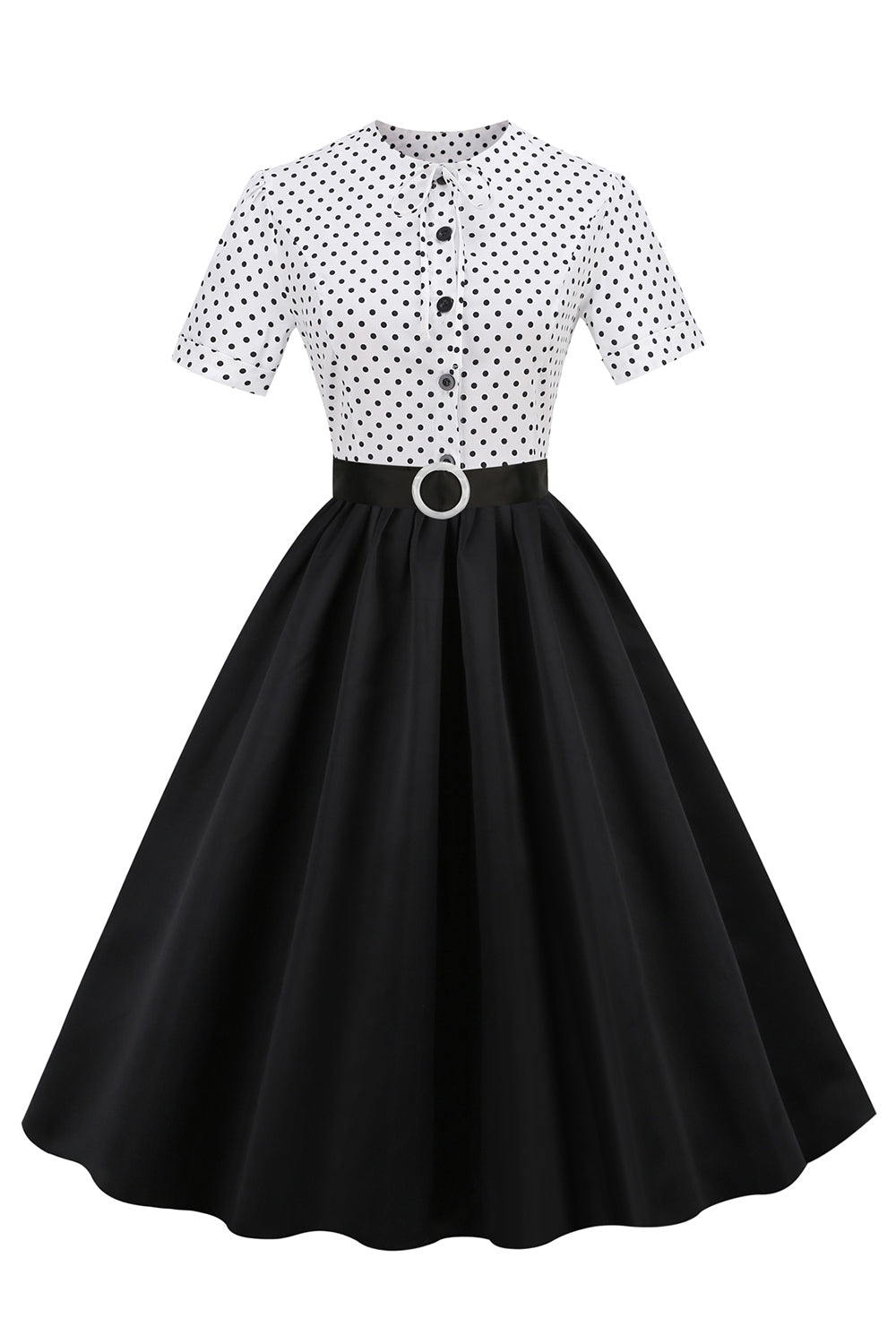 Zwart-wit Polka Dots Vintage jaren 1950 Jurk