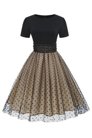 Zwarte Polka Dots Vintage jaren 1950 Jurk