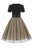 Zwarte Polka Dots Vintage jaren 1950 Jurk
