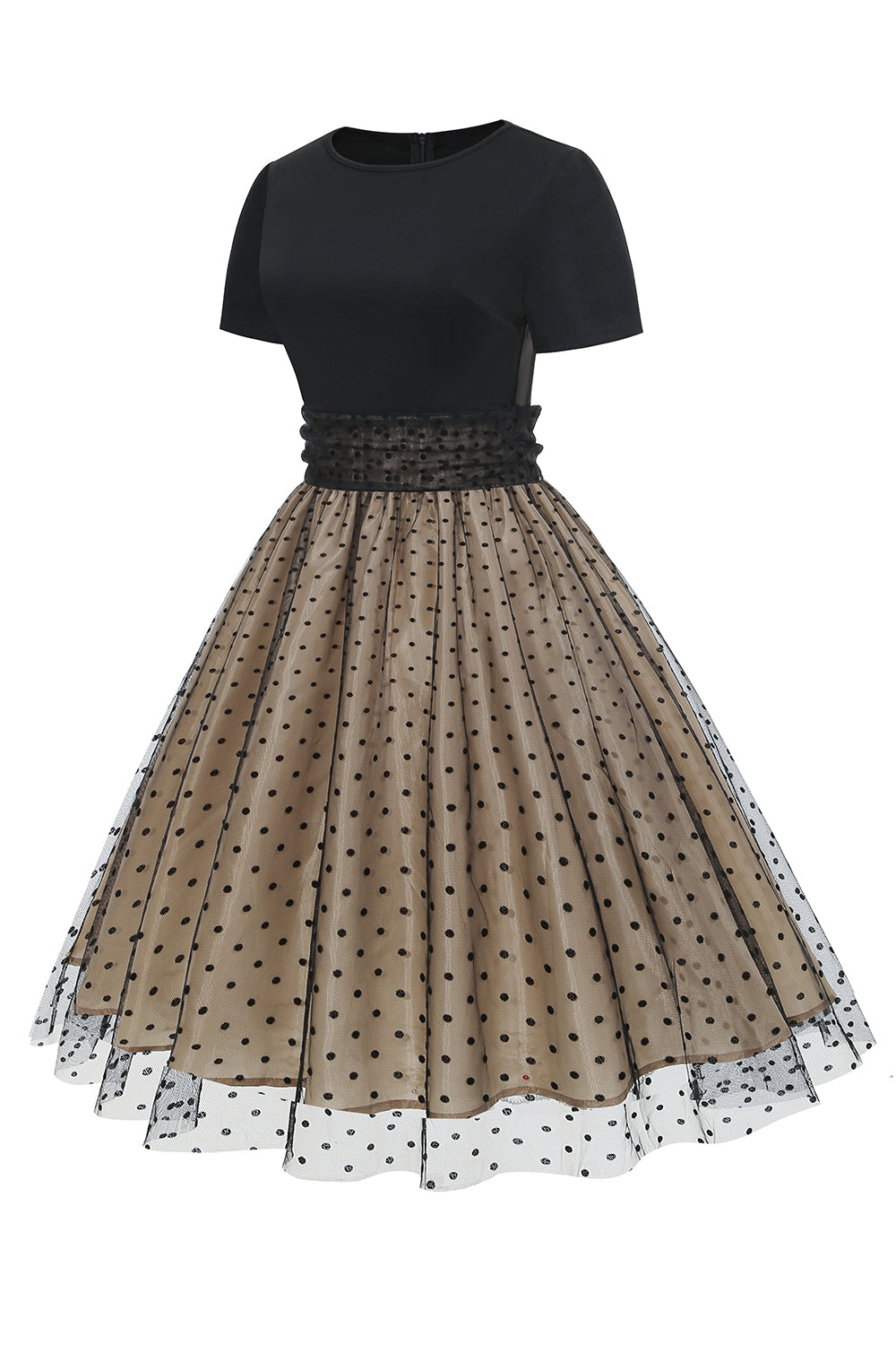 Zwarte Polka Dots Vintage jaren 1950 Jurk