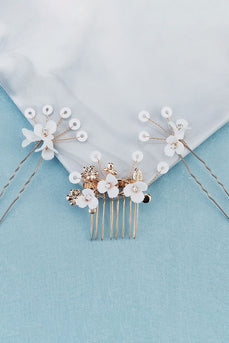 Vintage handgemaakte parel strass set bruid haar pin