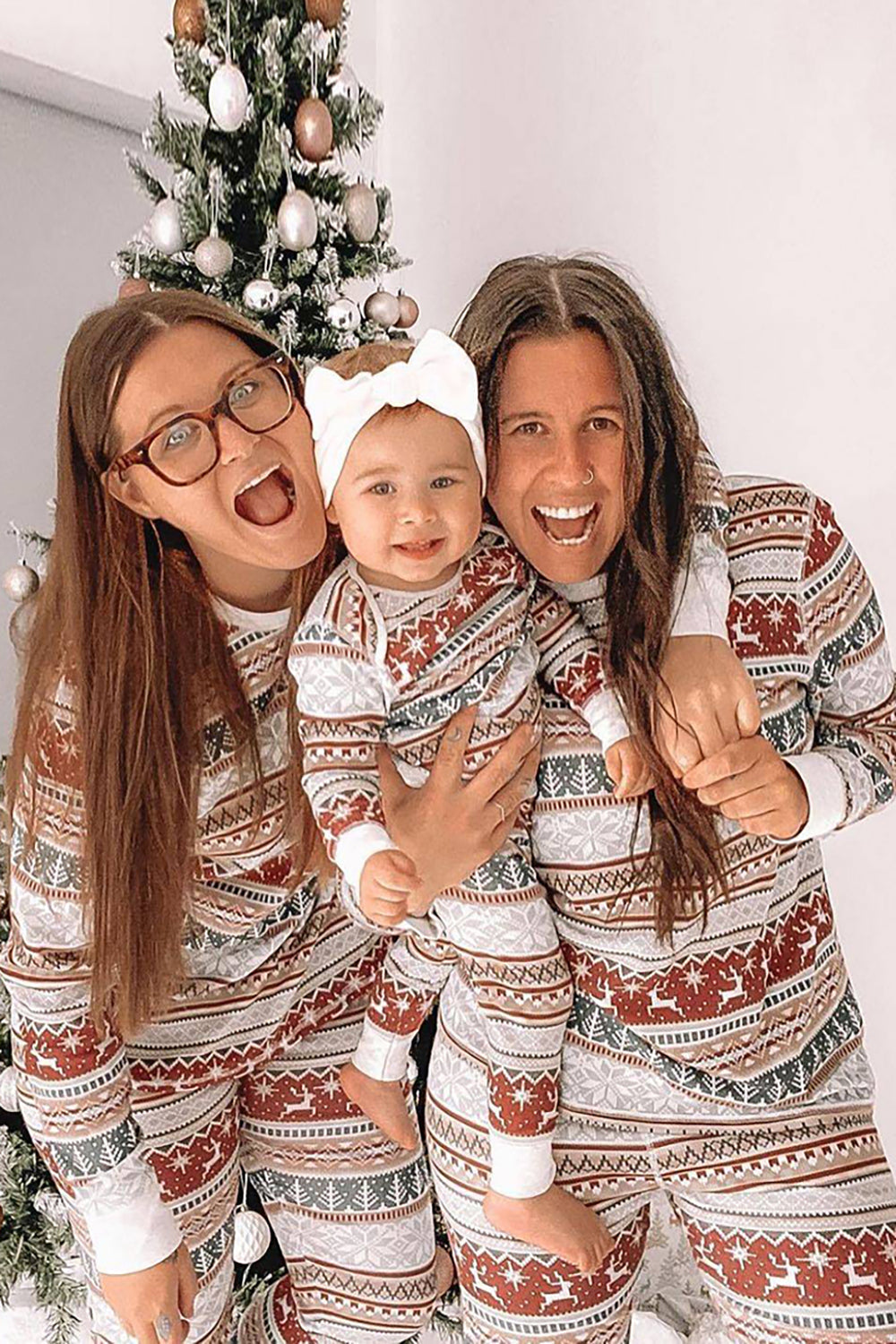 Grijs patroon strepen Kerst Familie Matching Pyjama