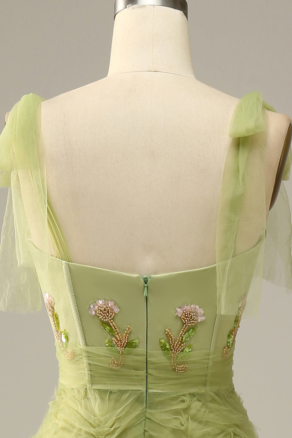 Lichtgroene A-Lijn Galajurk met Borduurwerk