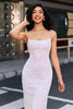 Afbeelding in Gallery-weergave laden, Trendy roze schede Spaghetti bandjes Split Front Prom jurk met accessoire