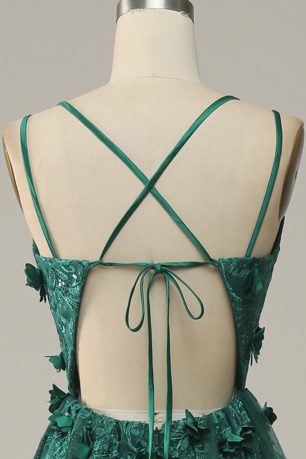 Donkergroene A-lijn Tule Galajurk met Spleet