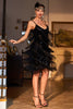 Afbeelding in Gallery-weergave laden, Sprankelende zwarte pailletten 1920s flapper jurk met 20s accessoires
