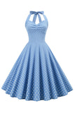 Retro Polka Dots Halter Open Rug Jurk