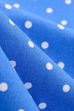 Halter Hals Blauwe Stippen Vintage Jurk met Rugloos