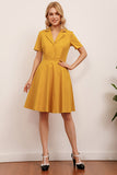 Gele Jaren 50 Jurk met Revers