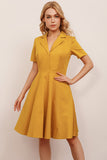 Gele Jaren 50 Jurk met Revers