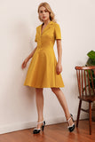 Gele Jaren 50 Jurk met Revers