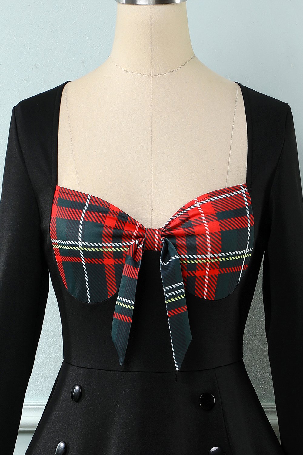 Plaid jaren 1950 Jurk met lange mouwen
