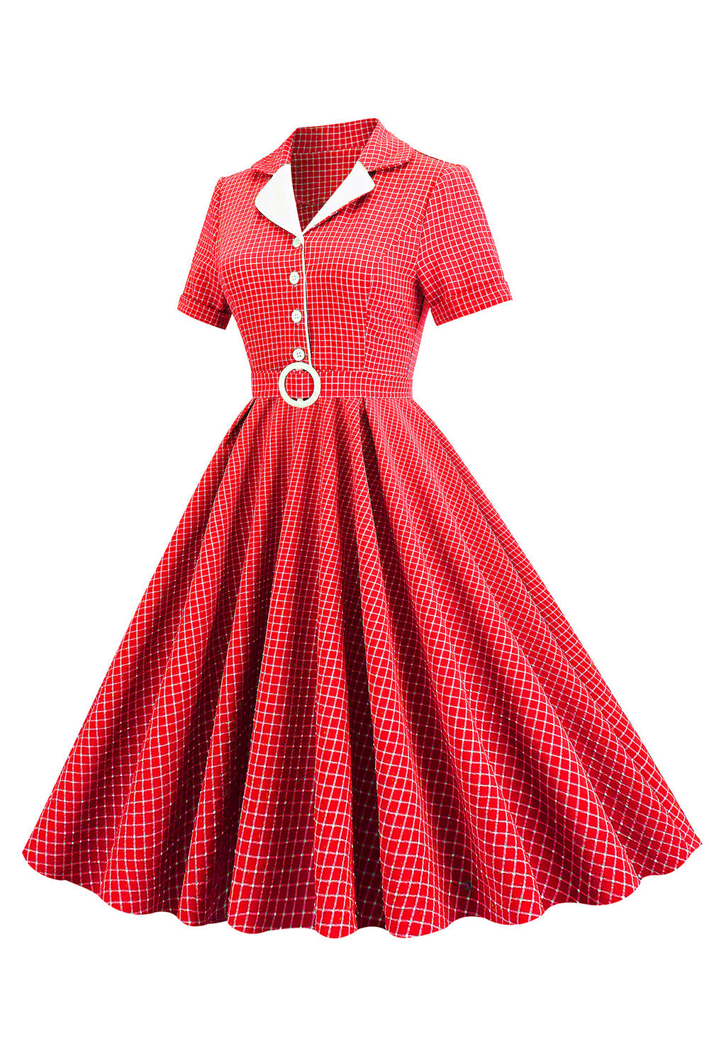 Retro Stijl Rode Plaid Jaren 1950 Jurk