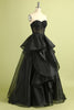 Afbeelding in Gallery-weergave laden, Zwarte strapless baljurk avondjurk