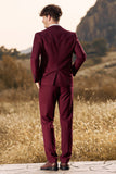 3 stuks Peak Lapel Burgundy heren galapakken