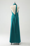 Peacock Sheath V-hals Backless Wedding Guest Dress met split