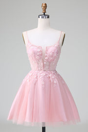 Prinses Blush Applique Tule A Line Korte Homecoming Jurk