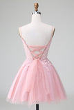 Prinses Blush Applique Tule A Line Korte Homecoming Jurk