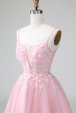 Prinses Blush Applique Tule A Line Korte Homecoming Jurk