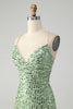 Afbeelding in Gallery-weergave laden, Sprankelende groene Bodycon pailletten Lace Up Korte Homecoming Jurk