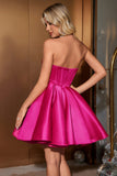 Leuke A Line Sweetheart Corset Fuchsia Homecoming Jurk met Kralen