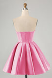 Leuke A Line Sweetheart Corset Fuchsia Homecoming Jurk met Kralen