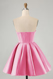 Leuke Fuchsia A Line Sweetheart korset Homecoming jurk met kralen